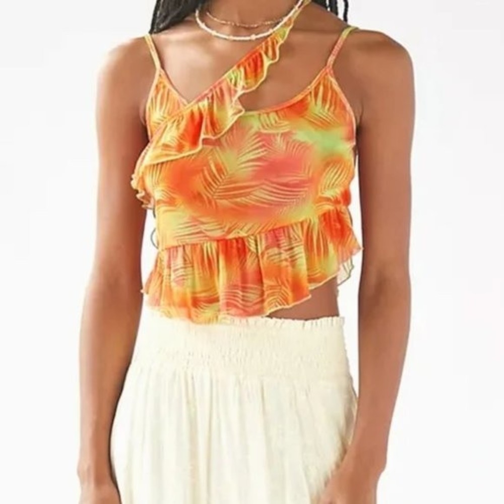 NWT Urban Outfitters - Mesh Tropical Palm Tank Top - Picture 4 of 7